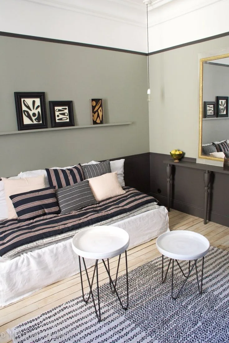 Un salon doux & contrasté