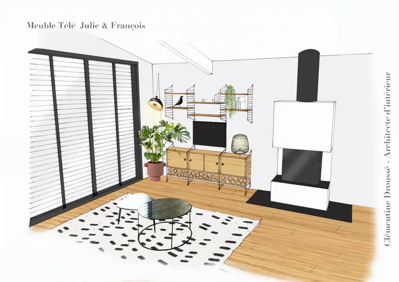 Réalisation intérieure — Création d'un meuble télé